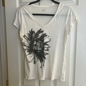 LOFT White Graphic Fitted T-Shirt